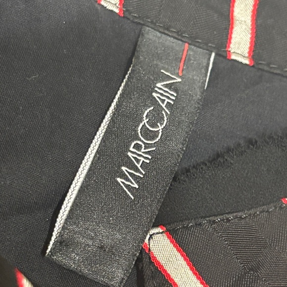 Marc Cain Black Pinstripe Button Blouse Tiered Shoulders - Picture 3 of 6